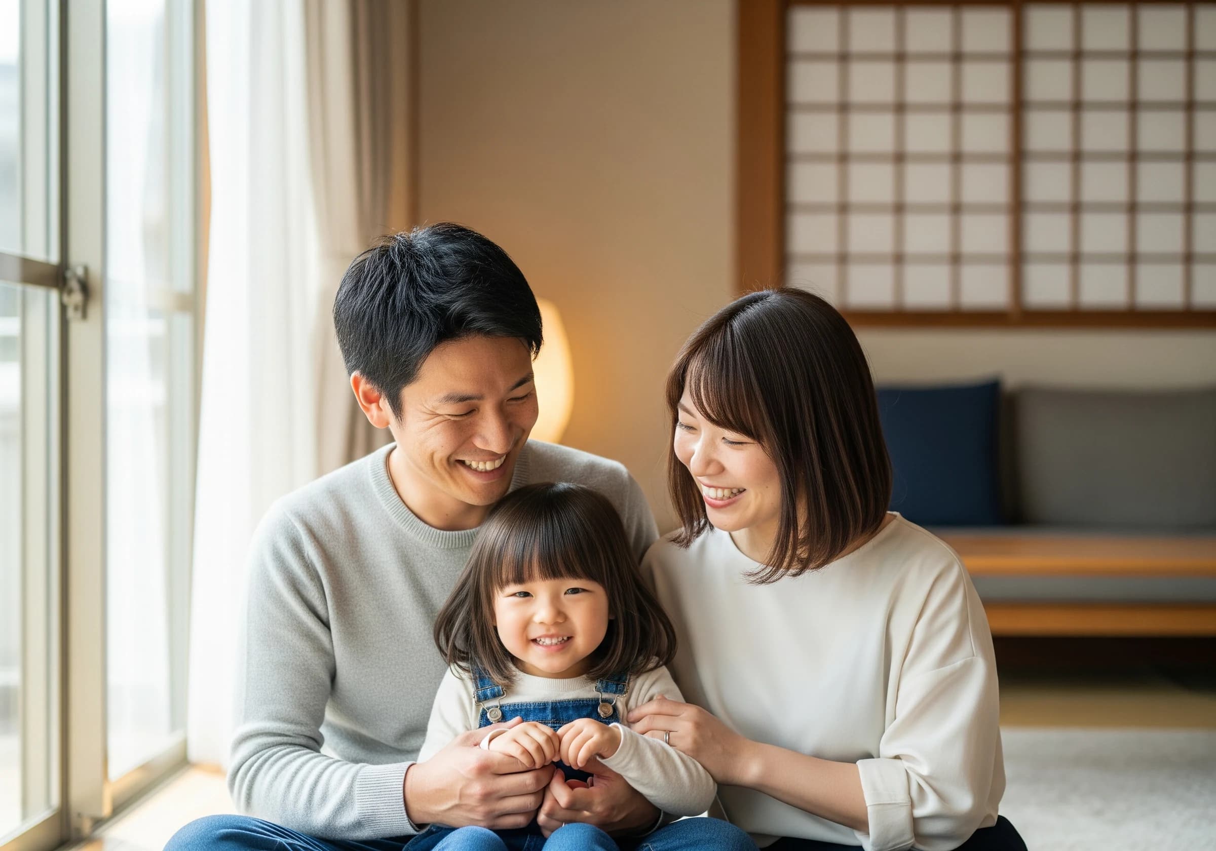 食卓を囲み笑顔で談笑する家族